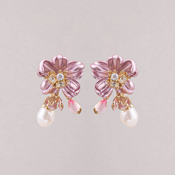 PINK FLORAL PEARL DROP